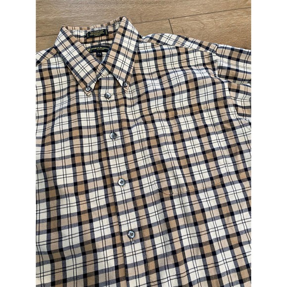 Kinloch Anderson Shirt Large L Brown Plaid Button Up Flannel Mens Wool Cotton - Picture 3 of 7